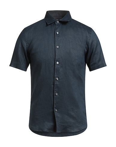 THEORY Einfarbiges Hemd Marineblau 100% Leinen