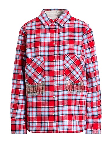 WOOLRICH Checked shirt Red 70% Cotton, 27% Polyester, 3% Other Fibres