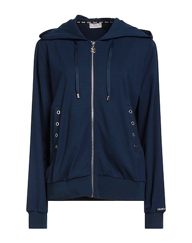 LIU •JO Hooded track jacket  BETTER Navy blue 82% Viscose, 13% Polyamide, 5% Elastane, Cotton