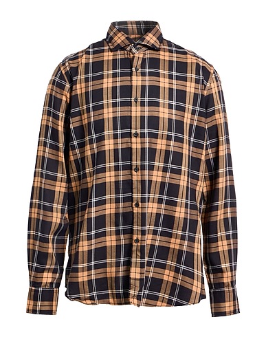 XACUS Checked shirt Beige 52% Cotton, 48% Lyocell