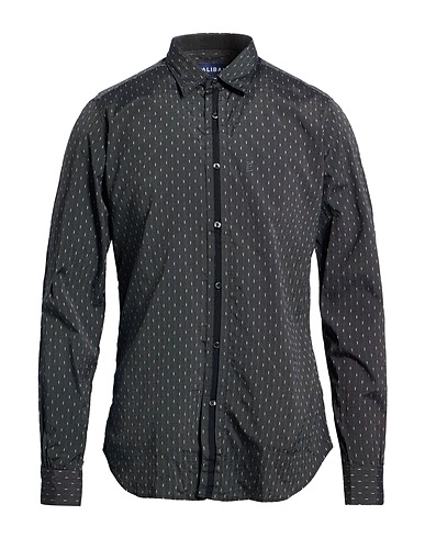 CALIBAN Striped shirt Black 60% Cotton, 40% Viscose