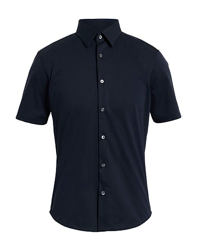 THEORY Solid color shirt Midnight blue 53% Cotton, 47% Polyester