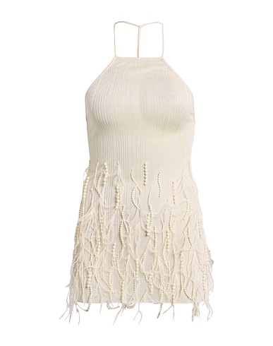 PATRIZIA PEPE Top Cream 76% Viscose, 24% Polyamide, Ostrich feathers