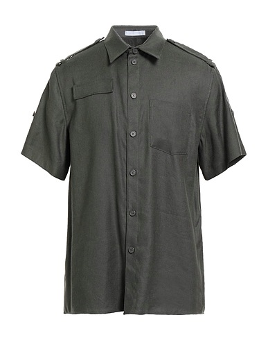 HELMUT LANG Solid color shirt Dark green 67% Lyocell, 33% Linen
