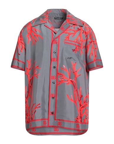DOLCE&GABBANA Patterned shirt Grey 100% Silk