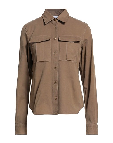 ASPESI Solid color shirts & blouses Khaki 98% Cotton, 2% Elastane