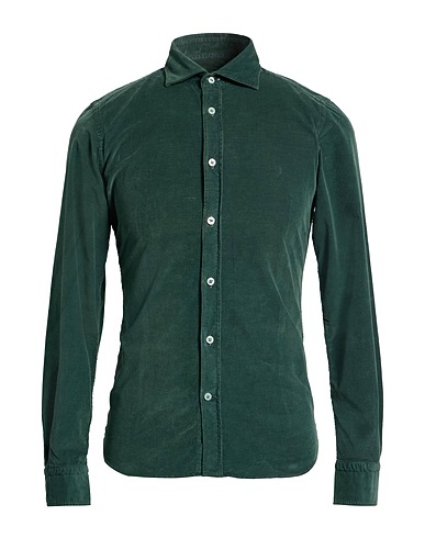MASTRICAMICIAI Solid color shirt Dark green 97% Cotton, 3% Elastane