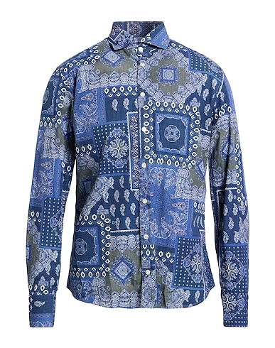 BASTONCINO Patterned shirt Navy blue 100% Cotton