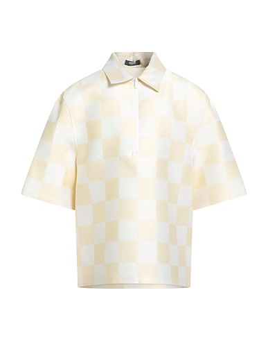 VERSACE Checked shirt Pastel yellow 65% Polyester, 35% Silk