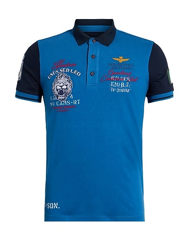 AERONAUTICA MILITARE Polo shirt FRECCE TRICOLORI Azure 95% Cotton, 5% Elastane