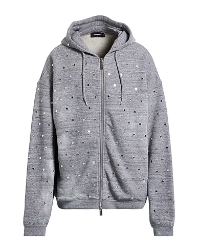 DSQUARED2 Hooded track jacket  Grey 100% Cotton, Aluminium