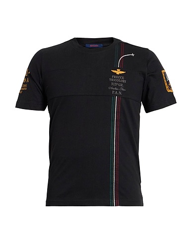 AERONAUTICA MILITARE T-Shirt FRECCE TRICOLORI Schwarz 100% Baumwolle