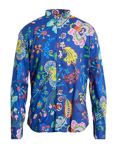 BASTONCINO Patterned shirt Navy 97% Cotton, 3% Elastane