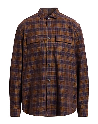 LIU •JO MAN Checked shirt Dark brown 100% Cotton