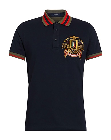 AERONAUTICA MILITARE Polo shirt FRECCE TRICOLORI Midnight blue 92% Cotton, 8% Elastane