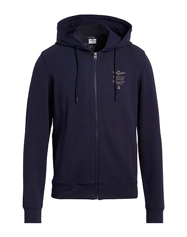 AERONAUTICA MILITARE Hooded track jacket  FRECCE TRICOLORI Midnight blue 95% Cotton, 5% Elastane