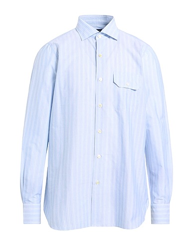 FINAMORE 1925 Striped shirt Light blue 100% Cotton