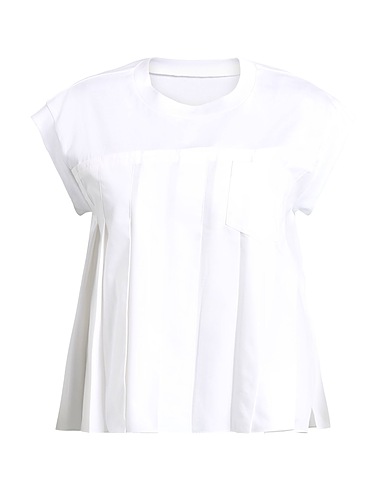 SACAI 탑 화이트 100% 코튼, 폴리에스테르