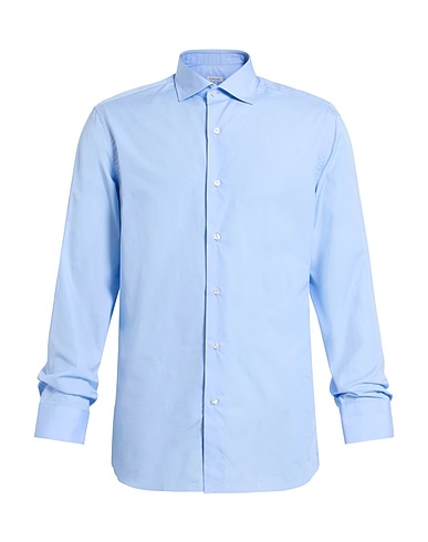 CARUSO Solid colour shirt Light blue 100% Cotton