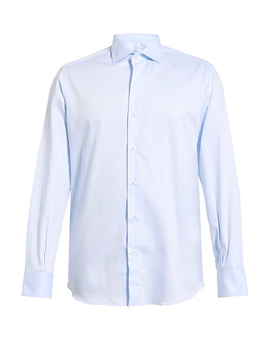 CARUSO Solid colour shirt Sky blue 100% Cotton