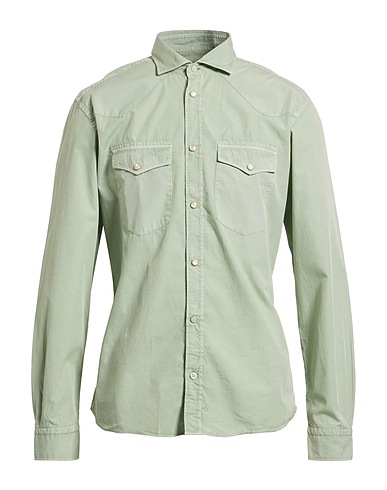 MASTRICAMICIAI Solid colour shirt VERDE SALVIA 100% Cotton