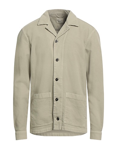 MASTRICAMICIAI Solid color shirt Sage green 97% Cotton, 3% Elastane