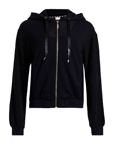 LIU •JO Hooded track jacket  BETTER Black 95% Viscose, 5% Elastane, Polyester, Metallic fiber