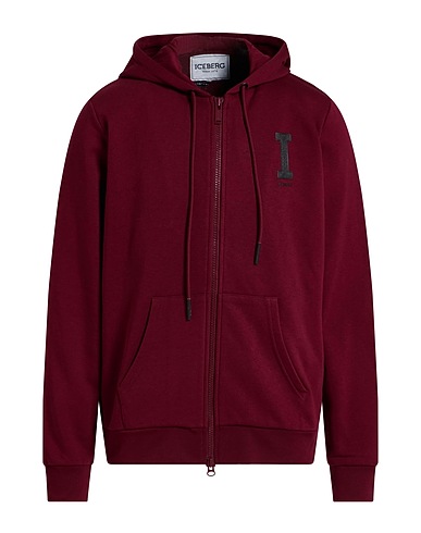 ICEBERG Hooded track jacket  Burgundy 90% Cotton, 10% Polyester