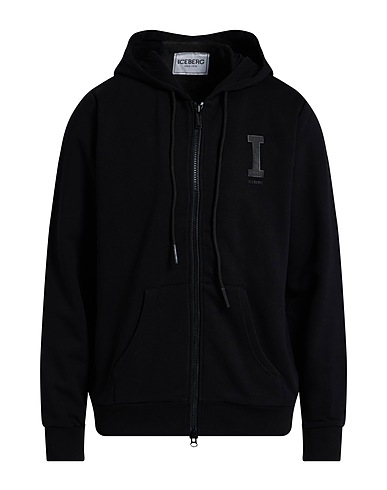 ICEBERG Hooded track jacket  Black 90% Cotton, 10% Polyester