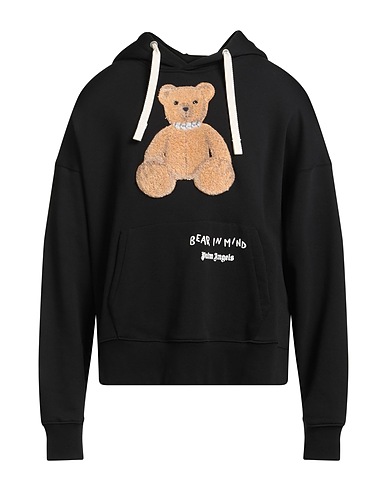 PALM ANGELS Hooded track jacket NERO 100% Cotton, Elastane, Polyester, Wool, Acrylic