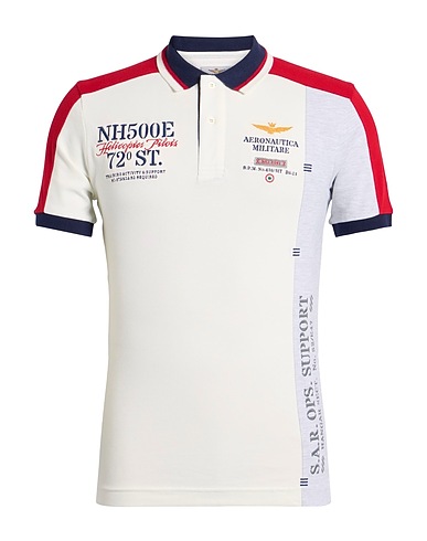 AERONAUTICA MILITARE Polo shirt Ivory 95% Cotton, 5% Elastane