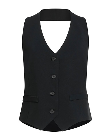LIVIANA CONTI Waistcoat Black 100% Triacetate, Polyester