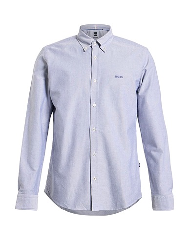 BOSS Solid colour shirt Navy blue 100% Cotton