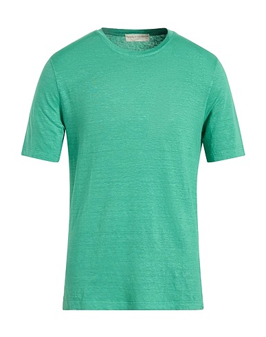 FILIPPO DE LAURENTIIS Basic T-Shirt Grün 97% Leinen, 3% Elastan