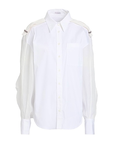 BRUNELLO CUCINELLI Camisas y blusas lisas Blanco 72% Algodón, 23% Poliamida, 5% Elastán, Ecobrass