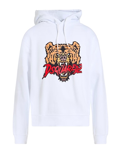 DSQUARED2 Hooded track jacket  White 100% Cotton, Elastane