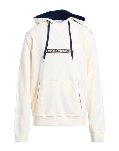 EMPORIO ARMANI Hooded track jacket  UNDERWEAR Ivory 100% Cotton, Elastane