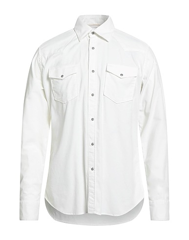 TINTORIA MATTEI 954 Solid colour shirt Off white 97% Cotton, 3% Elastane