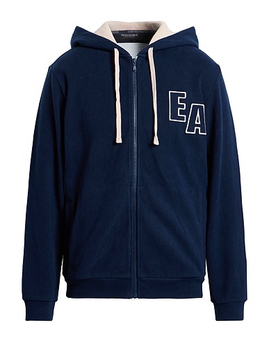EMPORIO ARMANI Hooded track jacket  Midnight blue 74% Cotton, 26% Polyester