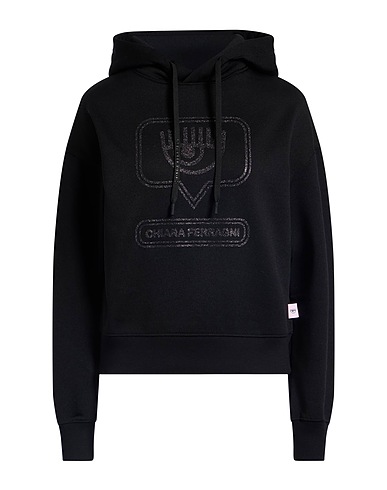 CHIARA FERRAGNI Hooded sweatshirt Black 80% Polyester, 20% Cotton
