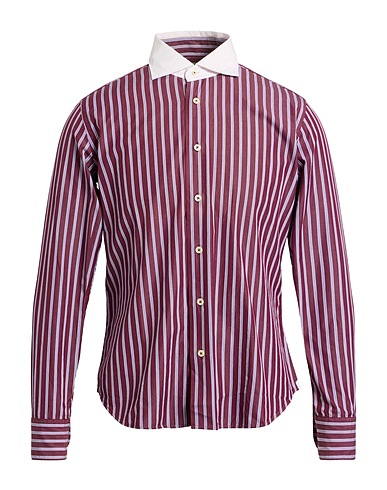 CALIBAN Striped shirt Chocolate brown 100% Cotton