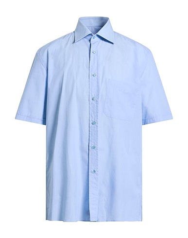 CALIBAN Solid colour shirt Light blue 100% Cotton