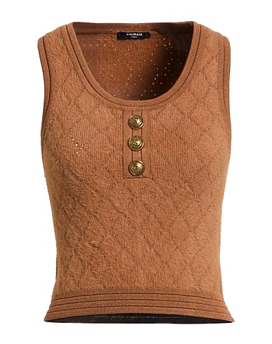 BALMAIN Top Light brown 50% Viscose, 39% Polyamide, 11% Polyester
