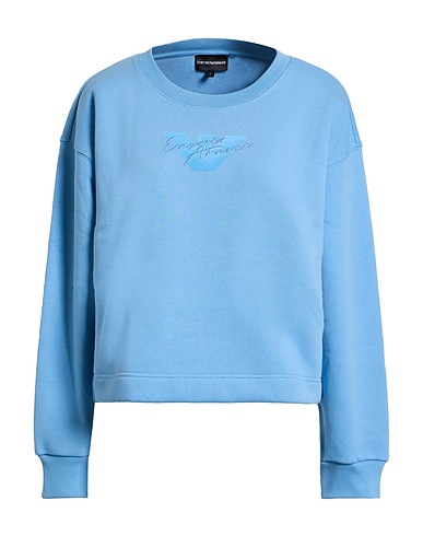 EMPORIO ARMANI Sweatshirt Light blue 70% Organic cotton, 30% Polyester, Elastane