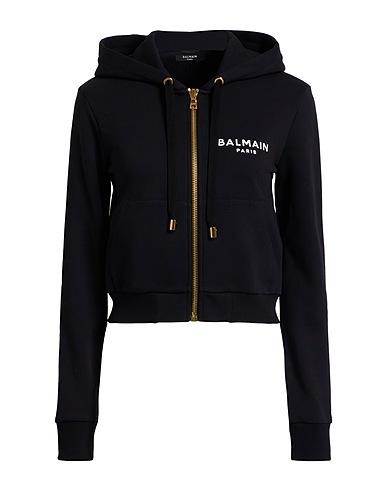 BALMAIN Hooded sweatshirt Black 100% Cotton, Elastane