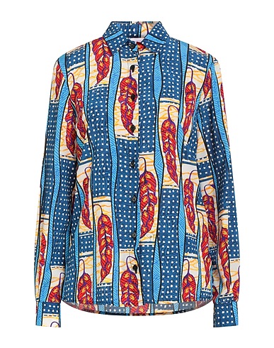 STELLA JEAN Patterned shirts & blouses Blue 93% Silk, 7% Elastane