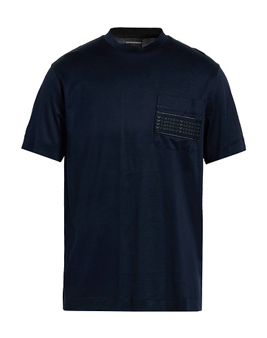 EMPORIO ARMANI T-shirt Navy blue 70% Lyocell, 30% Cotton