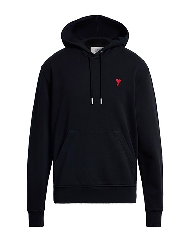 AMI ALEXANDRE MATTIUSSI Hooded track jacket  Black 99% Organic cotton, 1% Elastane