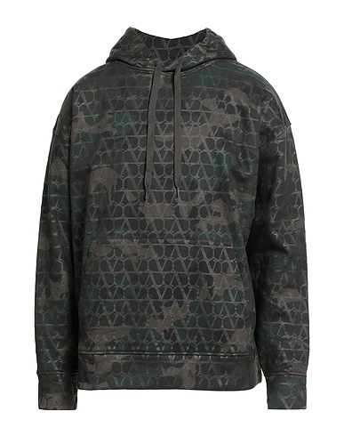 VALENTINO GARAVANI Hooded track jacket  Dark green 92% Cotton, 8% Polyamide