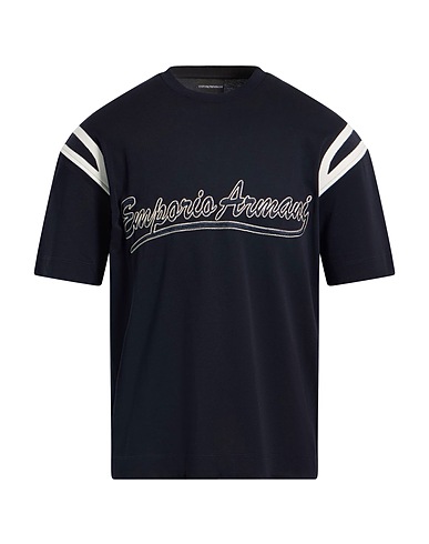 EMPORIO ARMANI T-shirt Midnight blue 100% Cotton, Polyester, Elastane